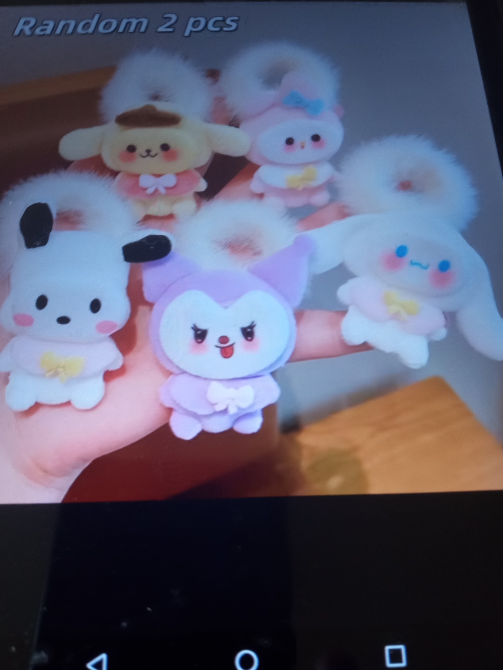 💲3⃣▶Plush Kuromi &cinnamon Roll  Hair Rings for Kids - Pink, White & Purple